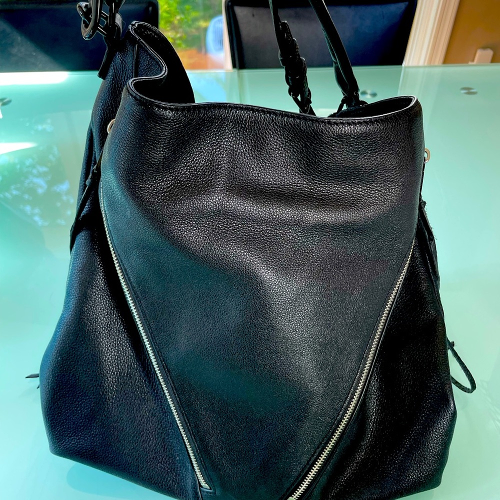 This is a black Rebecca Minkoff leather bag.